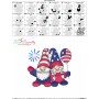 4th of July Gnome Couple Embroidery Design
