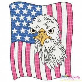 4th of July American Flag With Eagle Embroidery Design