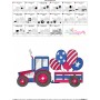 4th of July Tractor With Balloons Embroidery Design