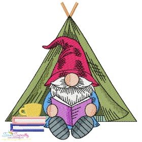 Camping Gnome-9 Embroidery Design