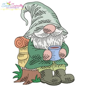 Camping Gnome-3 Embroidery Design