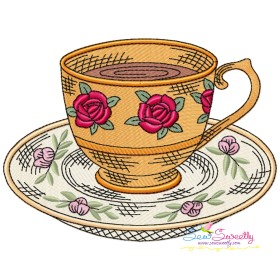 Artistic Tea Cup-9 Embroidery Design