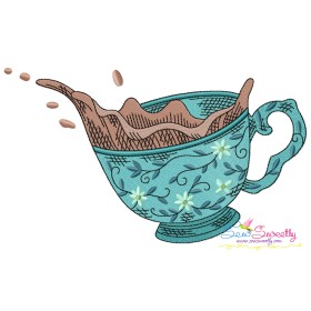 Artistic Tea Cup-7 Embroidery Design