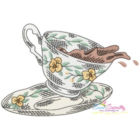 Artistic Tea Cup-6 Embroidery Design