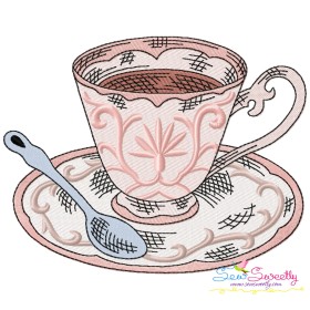 Artistic Tea Cup-5 Embroidery Design
