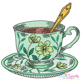 Artistic Tea Cup-4 Embroidery Design