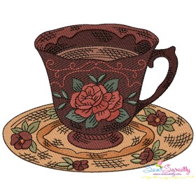 Artistic Tea Cup-3 Embroidery Design