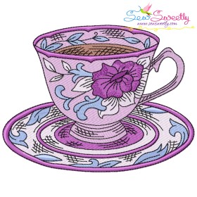 Artistic Tea Cup-1 Embroidery Design