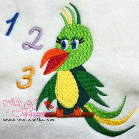 Talking Parrot-2 Embroidery Design Pattern-1