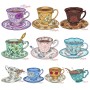 Artistic Tea Cups Embroidery Design Bundle