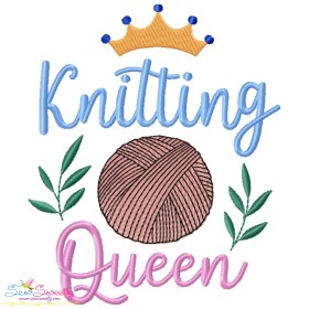 Knitting Queen Embroidery Design