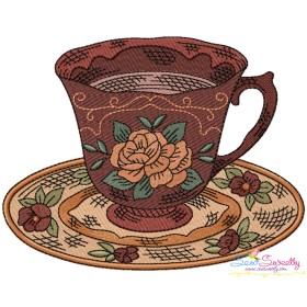 Artistic Tea Cup-3 Embroidery Design