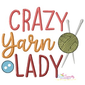 Crazy Yarn Lady Embroidery Design