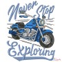 Never Stop Exploring Biker Embroidery Design