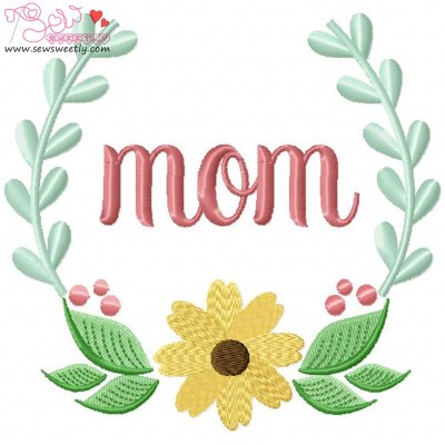 Mom Floral Frame-2 Embroidery Design Pattern-1