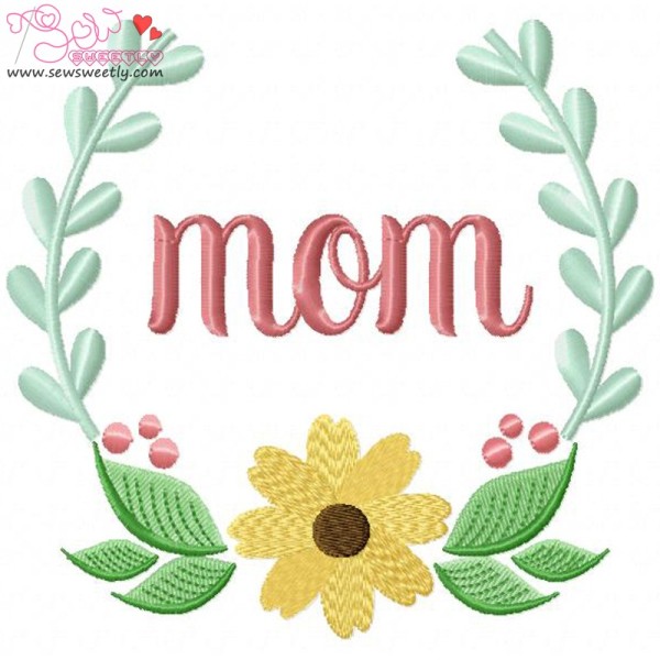 Mom Floral Frame-2 Embroidery Design Pattern-1