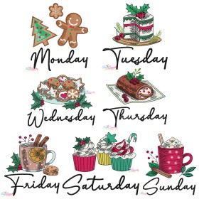7 Days of Christmas Treats Machine Embroidery Design Bundle