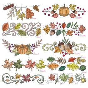 Fall Borders Machine Embroidery Design Bundle
