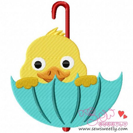 Duck Peeking Embroidery Design- 1