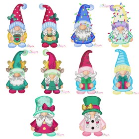 Christmas Gnome Pairs Machine Embroidery Design Bundle