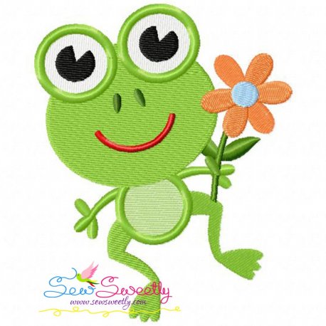 Frog Flower Embroidery Design- 1