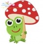 Frog Mushroom Embroidery Design Pattern-1