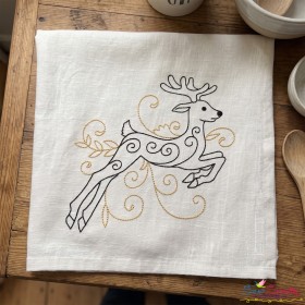 Christmas Swirls Deer Machine Embroidery Design