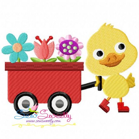 Duck Wagon Embroidery Design Pattern-1
