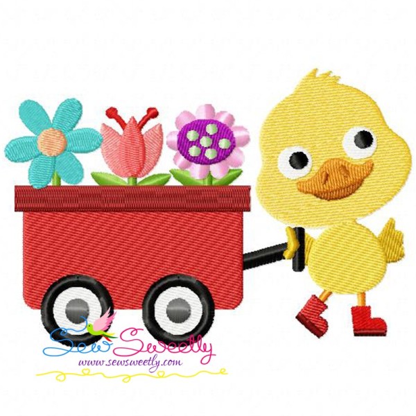 Duck Wagon Embroidery Design Pattern-1