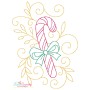 Christmas Swirls Candy Cane Machine Embroidery Design