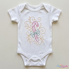 Christmas Swirls Candy Cane Machine Embroidery Design