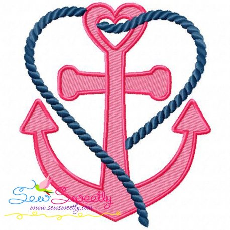 Heart Anchor Embroidery Design- 1