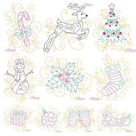 Christmas Swirls Machine Embroidery Design Bundle