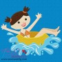Kids And Pool-2 Embroidery Design Pattern-1