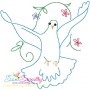 Vintage Redwork Pigeon-1 Embroidery Design Pattern-1