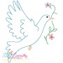 Vintage Redwork Pigeon-2 Embroidery Design Pattern-1
