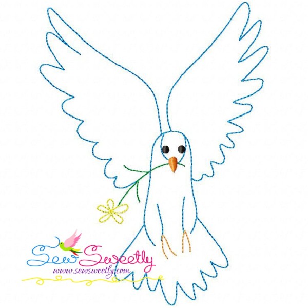 Vintage Redwork Pigeon-9 Embroidery Design Pattern-1