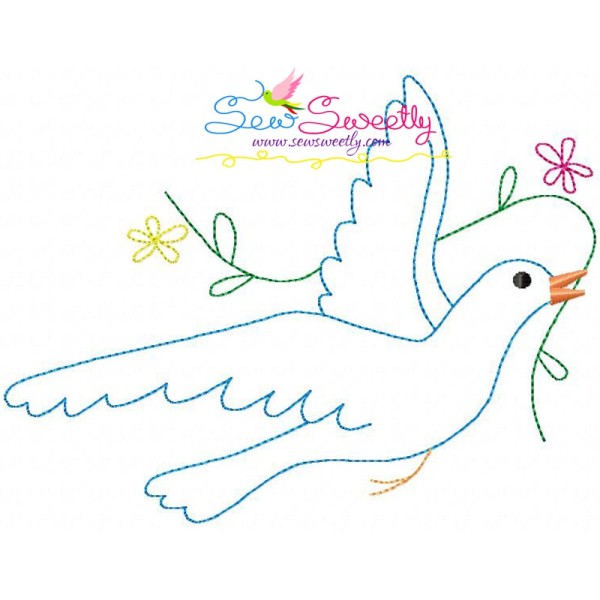 Vintage Redwork Pigeon-10 Embroidery Design Pattern-1