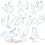 Vintage Redwork Pigeons Embroidery Design Bundle-1