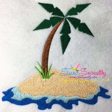 Palm Tree On Island Embroidery Design- 1