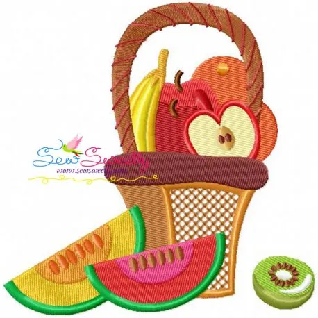Colorful Fruit Basket-3 Embroidery Design Pattern
