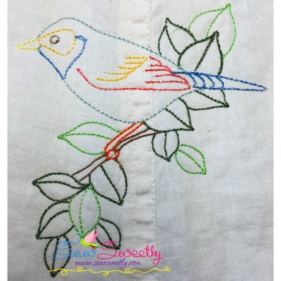 Colorful Vintage Bird-1 Embroidery Design Pattern-1