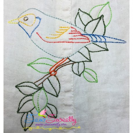 Colorful Vintage Bird-1 Embroidery Design Pattern
