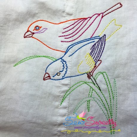 Colorful Vintage Bird-2 Embroidery Design Pattern-1