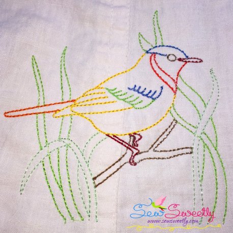 Colorful Vintage Bird-4 Embroidery Design Pattern