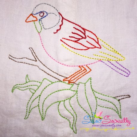 Colorful Vintage Bird-6 Embroidery Design- 1