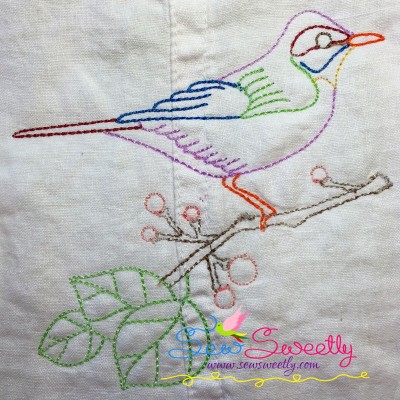 Colorful Vintage Bird-7 Embroidery Design