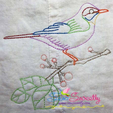 Colorful Vintage Bird-7 Embroidery Design Pattern