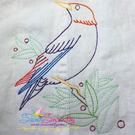 Colorful Vintage Bird-8 Embroidery Design Pattern
