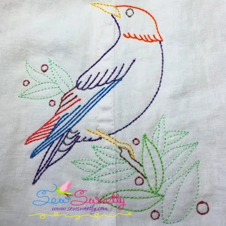 Colorful Vintage Bird-8 Embroidery Design Pattern